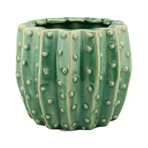 Textured Ceramic Green Cactus Planter