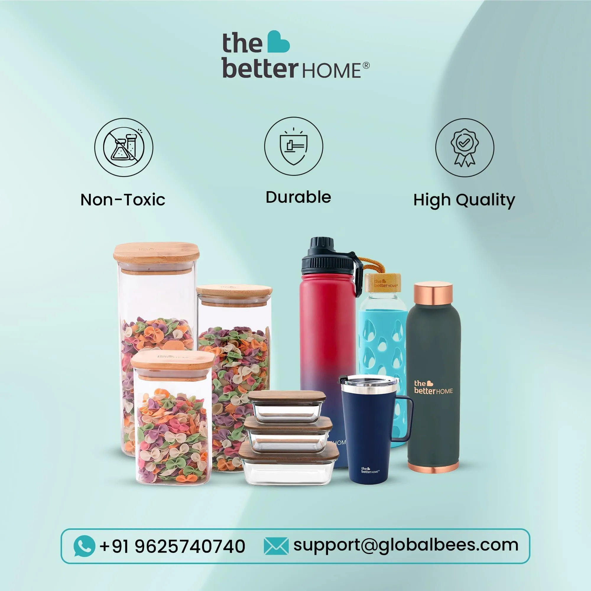 The Better Home Platters Serving Set for Snacks with Wooden Tray,Spoon & 3Jars (180ml Each) | Premium Soda Lime Glass | Snacks Serving Bowls with Tray | Serving Tray with Bowls for Snacks