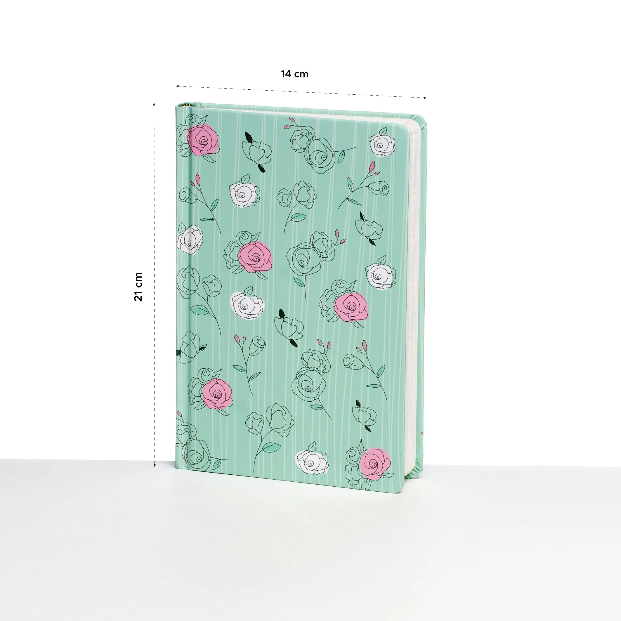 The Pastel Mint Roses - Designer Hard Cover Notebook