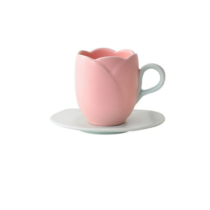 Tulip Modeling Ceramic Mug with Round Ears Handle
