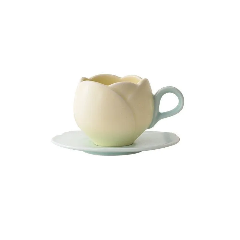 Tulip Modeling Ceramic Mug with Round Ears Handle