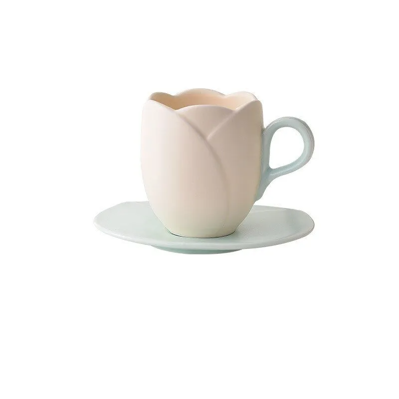 Tulip Modeling Ceramic Mug with Round Ears Handle