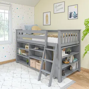 Twin Low Loft Bed With Bookcases