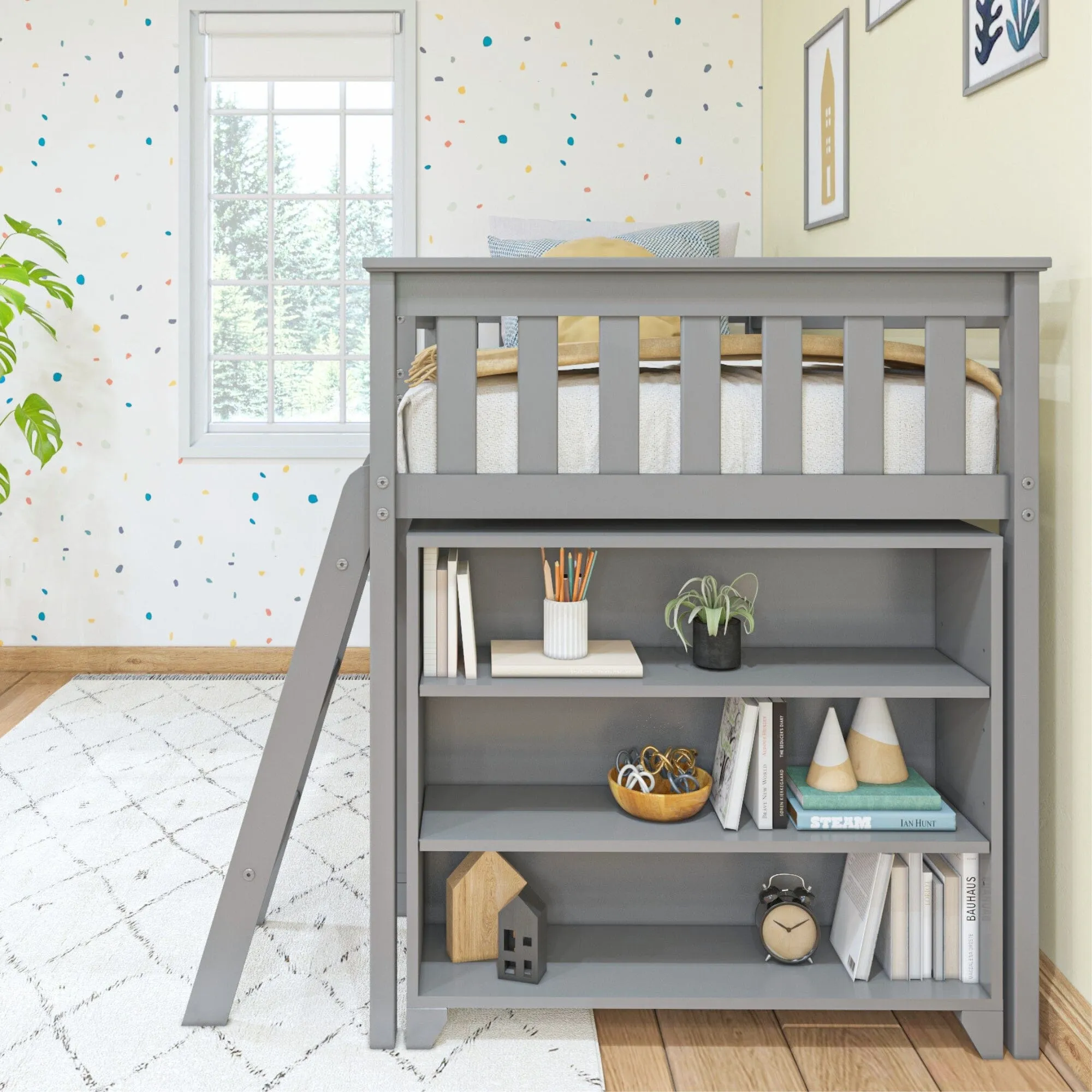 Twin Low Loft Bed With Bookcases