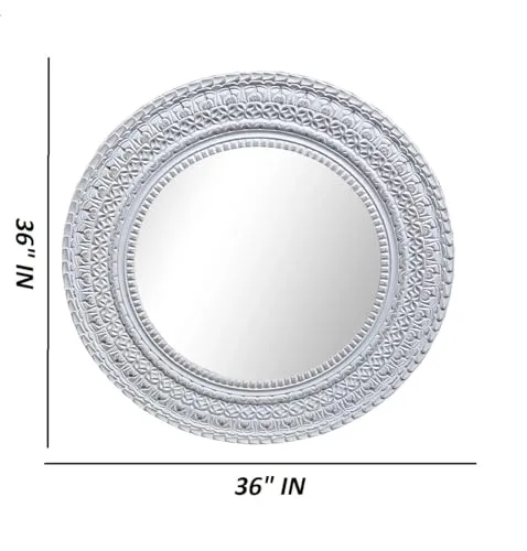 UPZING DECOR Wooden Wall Mirror | Wall Hanging | Wall Mounted | Wall Decor | for Living Room | Bedroom | Office | (36"x36" Inch) (Grey)