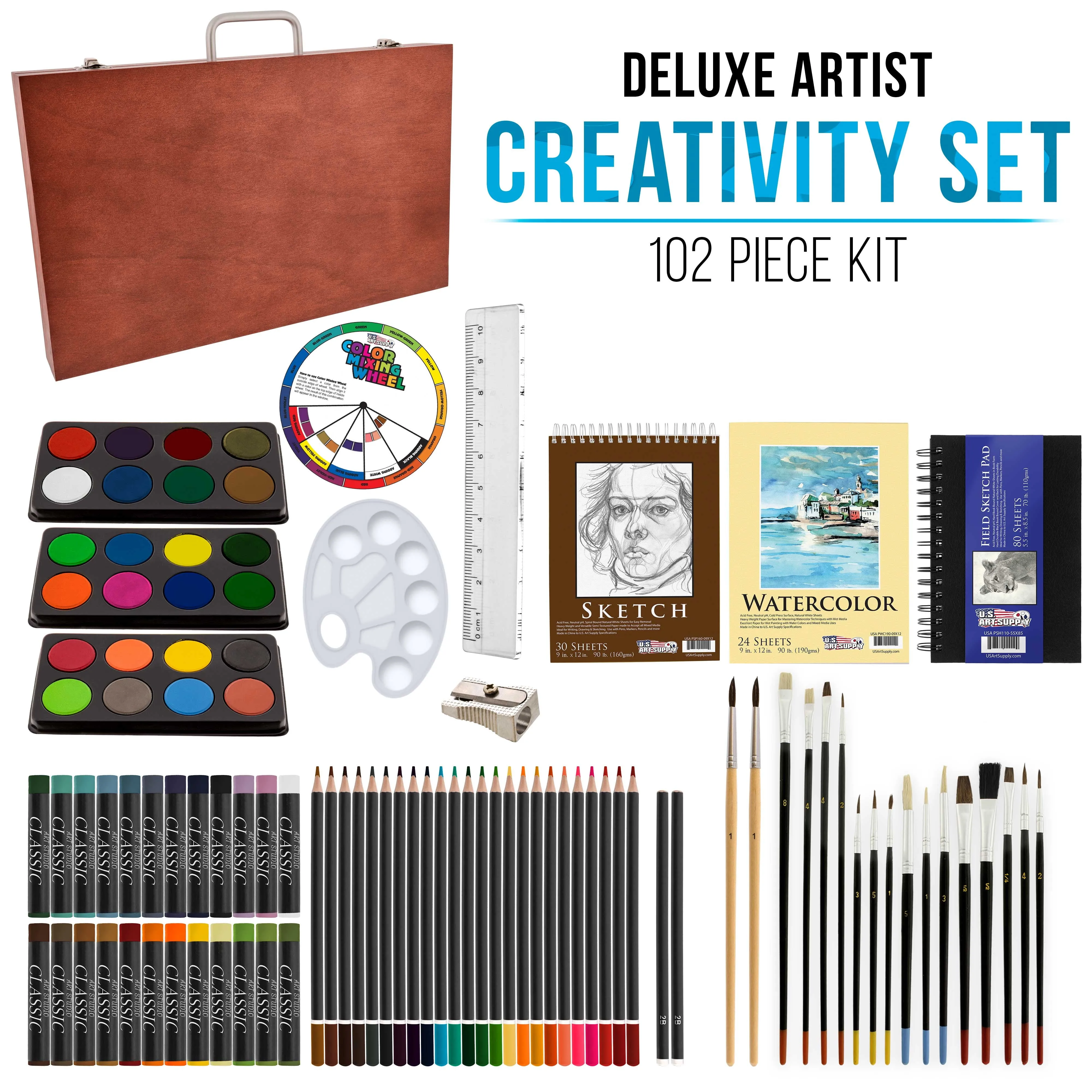 U.S. Art Supply Deluxe Art Creativity Set, 102 Piece Art Set