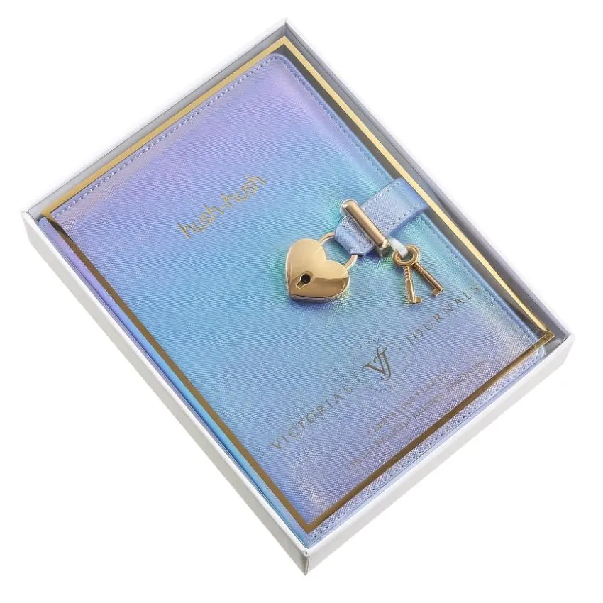 Victoria's Journals Heart Lock Diary - Hush Hush Iridescent Blue
