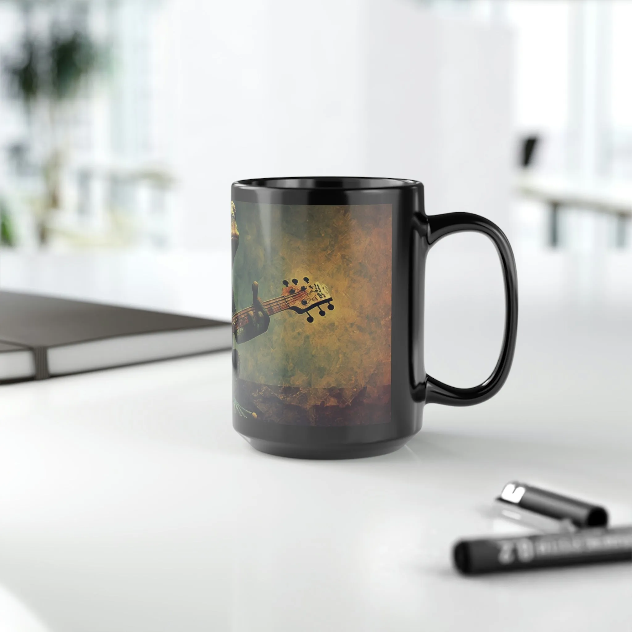 Vintage Frog Playing Guitar - 15 oz Coffee Mug