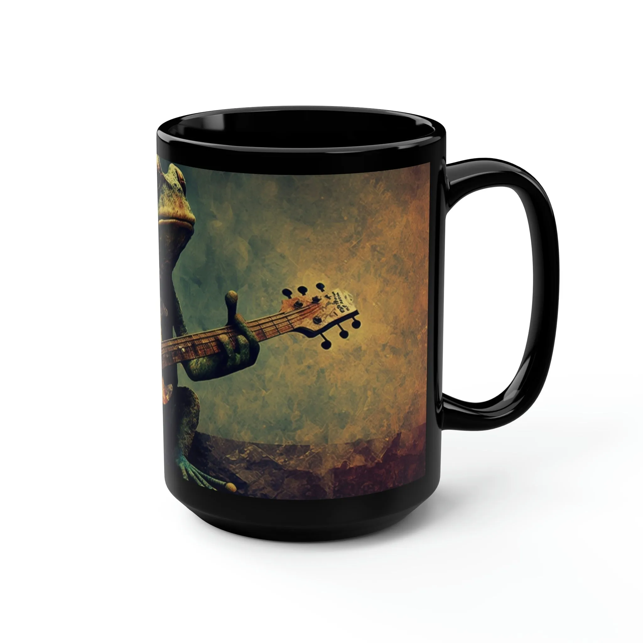 Vintage Frog Playing Guitar - 15 oz Coffee Mug