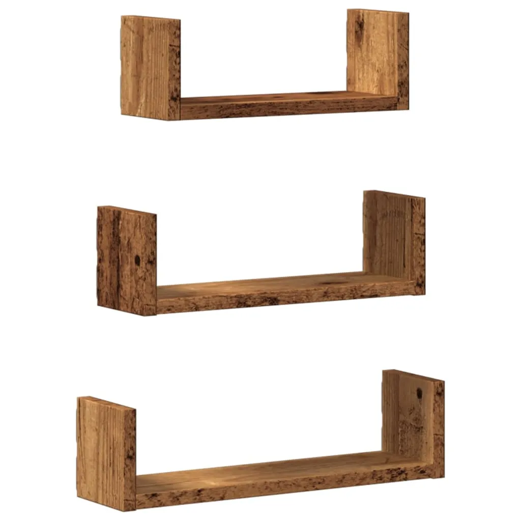 Wall Shelf 3 pcs Old Wood Engineered Wood