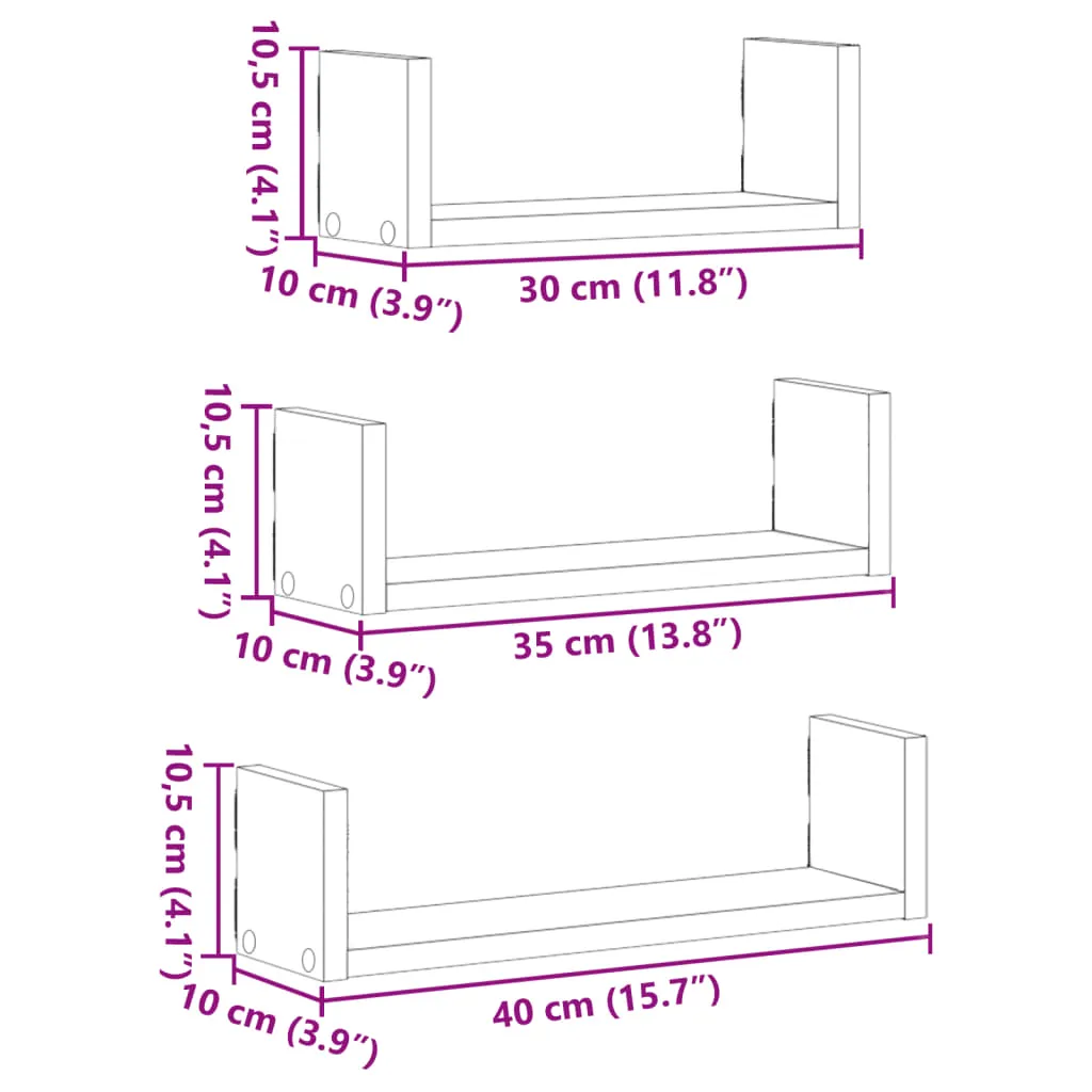 Wall Shelf 3 pcs Old Wood Engineered Wood