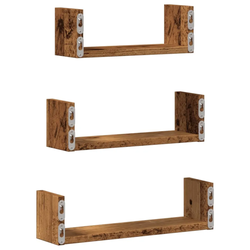 Wall Shelf 3 pcs Old Wood Engineered Wood