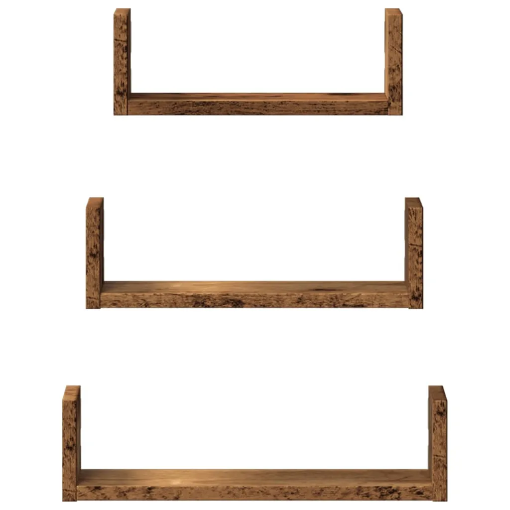 Wall Shelf 3 pcs Old Wood Engineered Wood