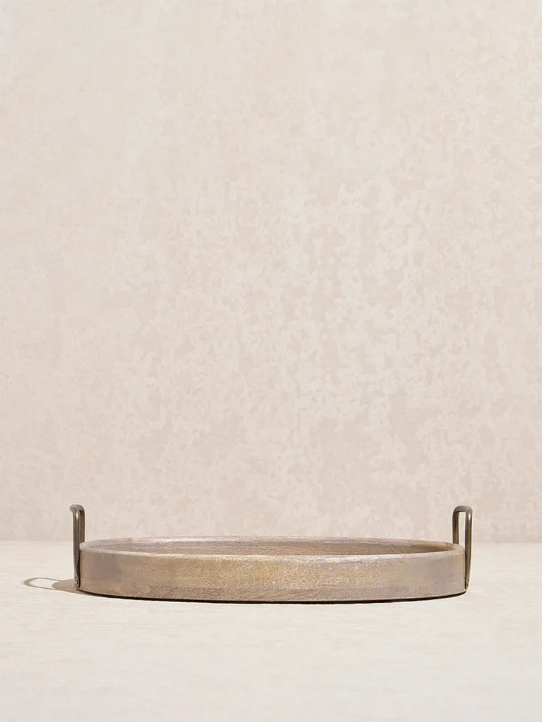 Westside Home Beige Stripe Printed Wooden Serving Tray - Small