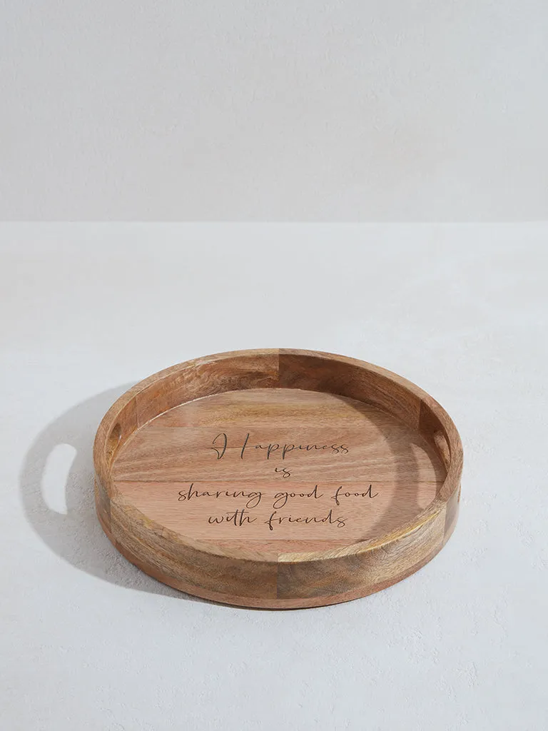 Westside Home Brown Text Design Round Tray