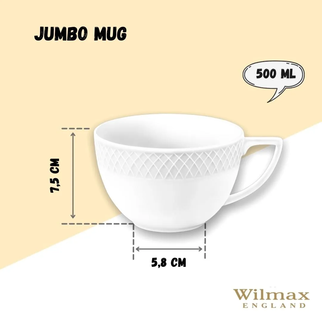 White Jumbo Coffee / Cappuccino Mug 17 Oz | 500 Ml Set Of 2 In Gift Box