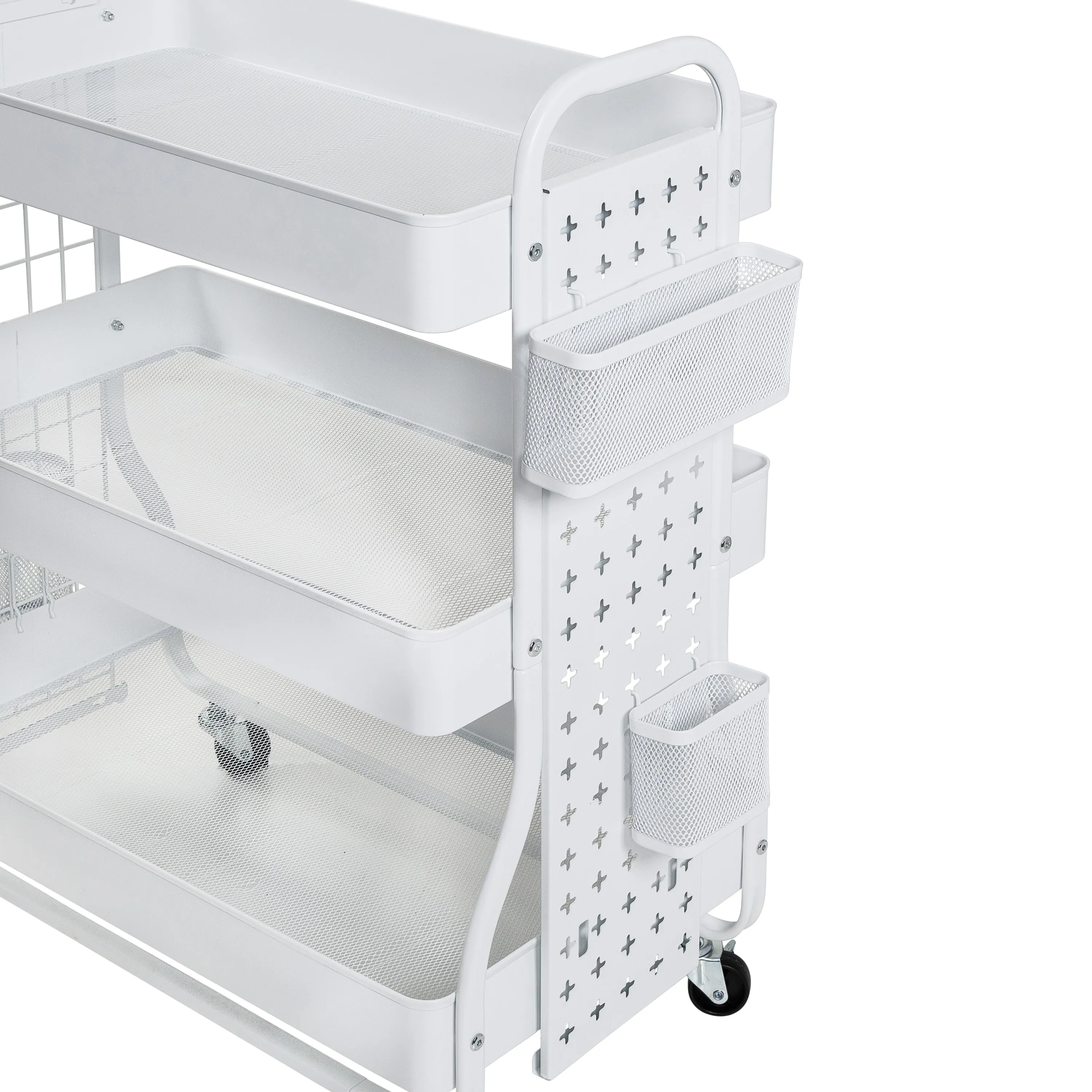 White Steel Rolling 2-in-1 Craft Storage Cart
