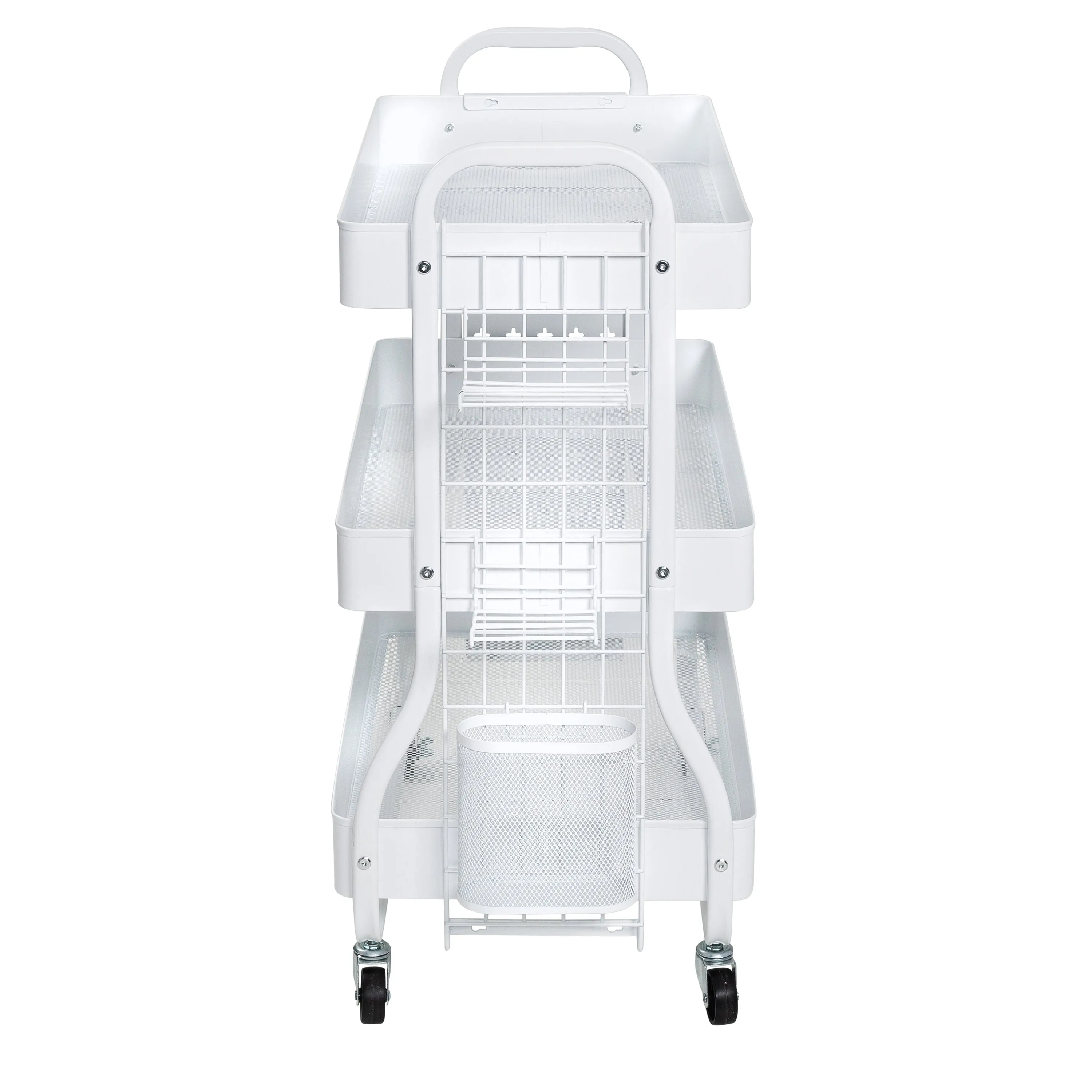 White Steel Rolling 2-in-1 Craft Storage Cart