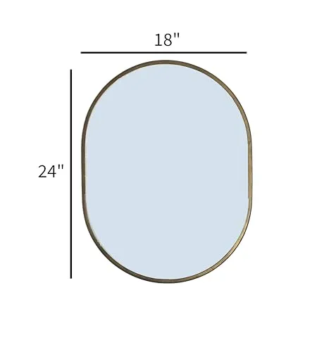 WHITESTONE HOMEDECOR Oval Wall Mirror for Bathroom, Bedroom, Antique Decor, (18 x 24 inch) (Gold)