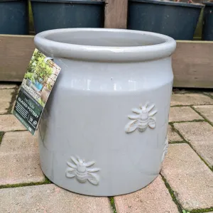 Woodlodge  24cm Grey Bee Glazed Pot