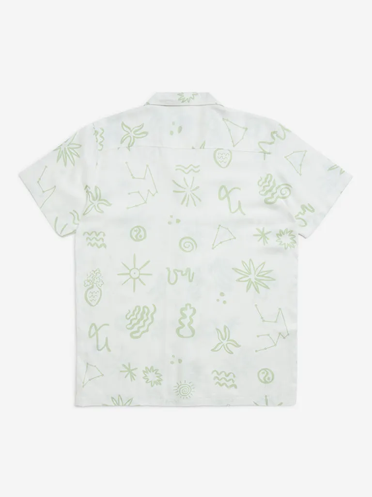 Y&F Kids Off-White Abstract-Printed Resort-Fit Shirt