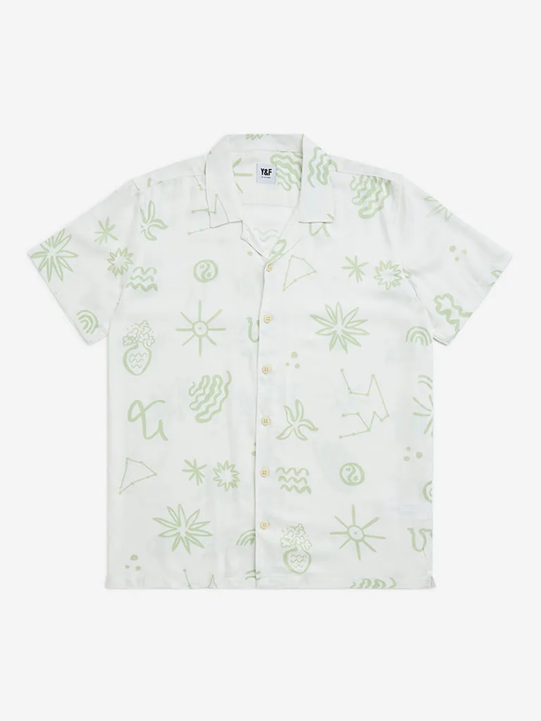 Y&F Kids Off-White Abstract-Printed Resort-Fit Shirt