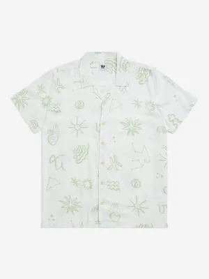 Y&F Kids Off-White Abstract-Printed Resort-Fit Shirt