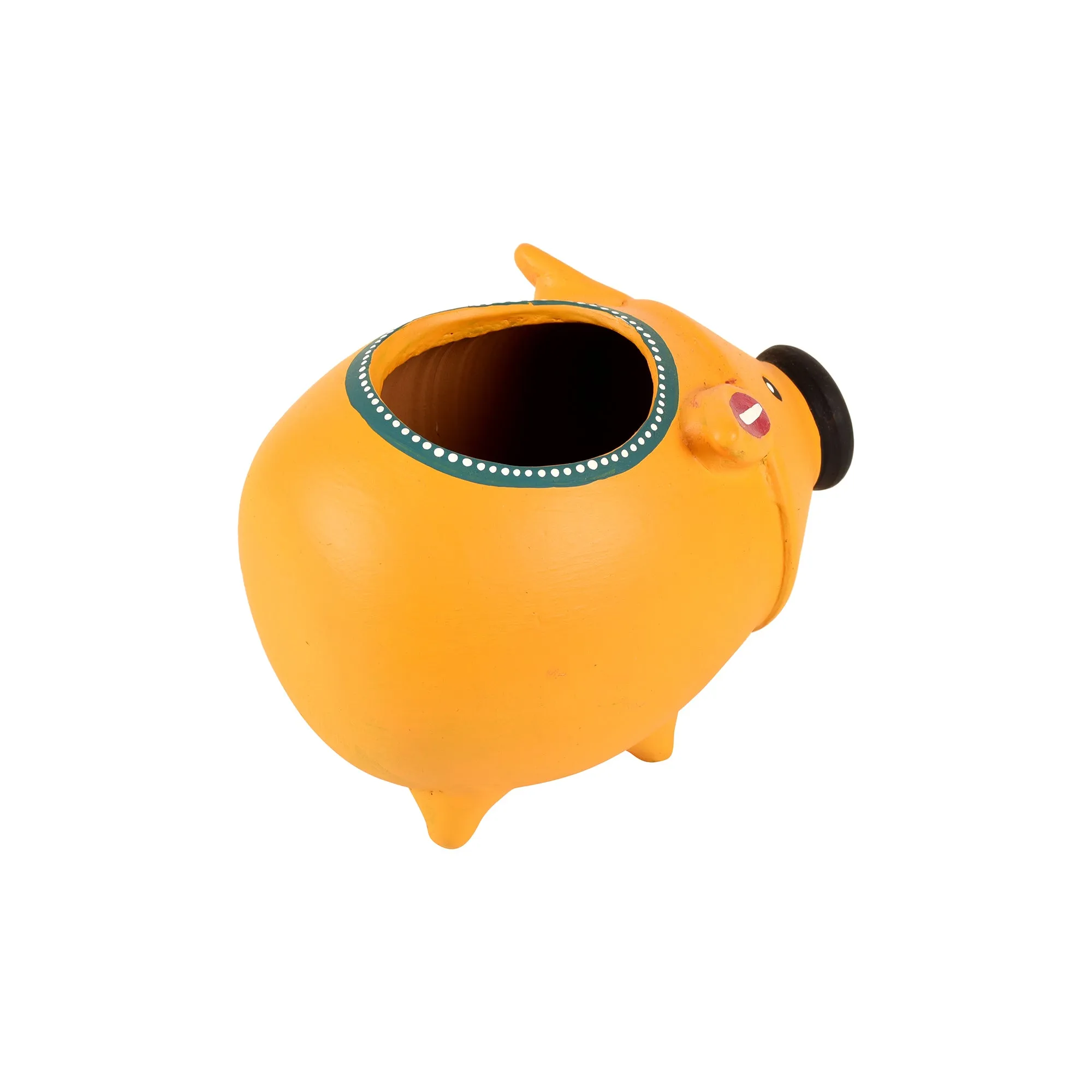 Yellow Pig Terracotta Planter (5 x 6 in)